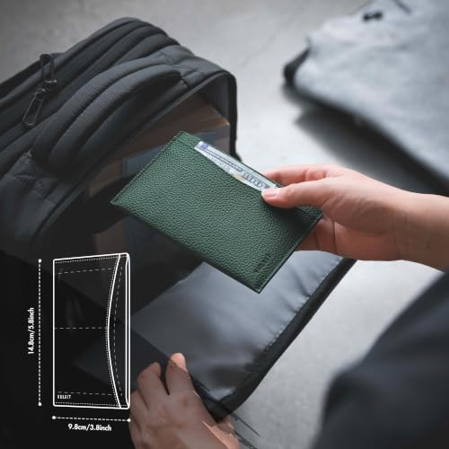 VULKIT Passport Cover Ultra Slim Design Leather Passport Sleeve RFID Blocking with 2 Card Slots, Anti-Theft Travel Essentials - color: Grain Forest Green