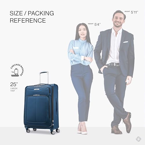 Samsonite Solyte DLX Softside Expandable Luggage with Spinner Wheels, Mediterranean Blue, Checked-Medium 25-Inch - color: Mediterranean Blue, size: Checked-Medium 25-Inch