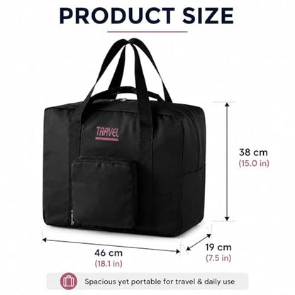 Foldable Travel Duffel Bag 45L Large Capacity Lightweight Water-Resistant Oxford Weekender Bag for Travel Gym Sports(Black)