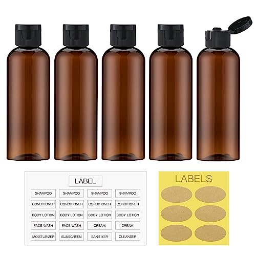 LISAPACK 3.4 oz Travel Bottles for Toiletries, Plastic Shampoo Containers - color: Brown