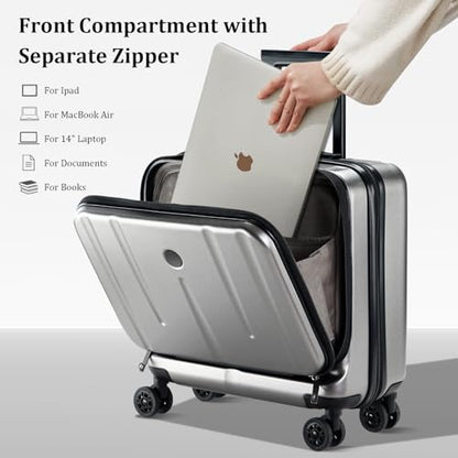 Kaleenie 16" Carry On Briefcase Luggage with 2 Laptop Compartments - color: Gray, size: 16 Inch