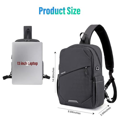 MOSISO Sling Backpack Travel Hiking Daypack,Large Crossbody Sling Bag - color: Slate Gray