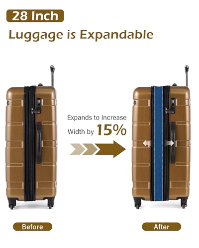 Coolife Large Checked Luggage Hardside Suitcase with Spinner Wheels, 28in - color: Black Brown, size: Large Checked(28in)