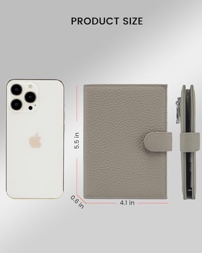Karmiir RFID Passport Holder Travel Wallet for Women, Leather Passport Cover Wallet with Card Holders SIM Slots,Zippered Coins Pocket and Cash Slot Slim Compact Travel Wallet (Eephant Grey) - color: Elephant Grey