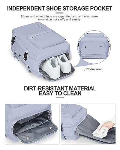 WONHOX Large Travel Laptop Backpack Expandable Flight Approved Backpack Carry on Backpack for Women Men Waterproof 17inch Laptop Daypack Hiking Work Backpack with Shoe Compartment Taro Purple - color: A10-taropurple