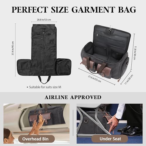Wildroad Garment Bags for Travel - Canvas Duffle Bag with Shoe Compartment - color: Grey 01, size: Large-50L Duffle Bag