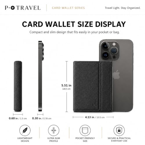 RFID Passport Card Wallet, Slim PU Leather Holder with Strap & 2 SIM Slots - color: black pro