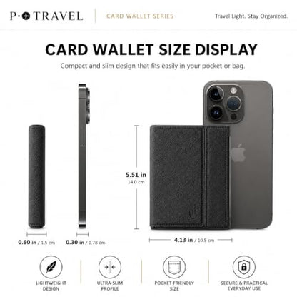 RFID Passport Card Wallet, Slim PU Leather Holder with Strap & 2 SIM Slots - color: black pro