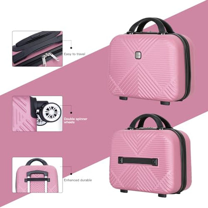 Tripcomp Carry-on Luggage Set 2 Piece Hardside Suitcase With Spinner Wheels - color: Pink-2, size: 2 Piece Set(14/20)