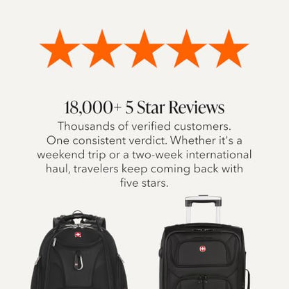 SwissGear Sion Softside Expandable Spinner Luggage Durable Lightweight Travel Suitcase, Black, 2-Piece Set (Carry-On/Backpack) - color: Black, size: 2-Piece Set (Carry-On/Backpack)