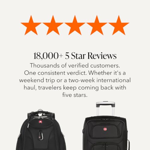 SwissGear Sion Softside Expandable Spinner Luggage Durable Lightweight Travel Suitcase, Black, 2-Piece Set (Carry-On/Backpack) - color: Black, size: 2-Piece Set (Carry-On/Backpack)