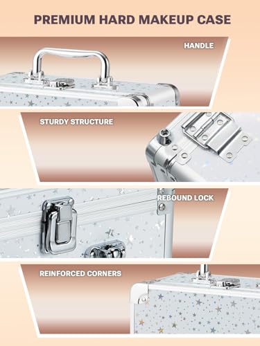 Qislee Makeup Box with Detachable Magnetic LED Mirror, Travel Train Case - color: Snow White, size: Small