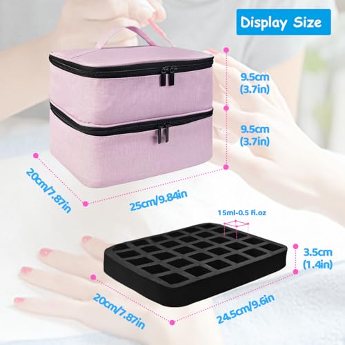 Boczif 2Layer Nail Polish Organizer for 30 Bottles(15ml/0.5 fl.oz)(Pink) - color: Pink