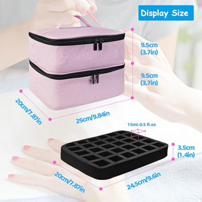 Boczif 2Layer Nail Polish Organizer for 30 Bottles(15ml/0.5 fl.oz)(Pink) - color: Pink