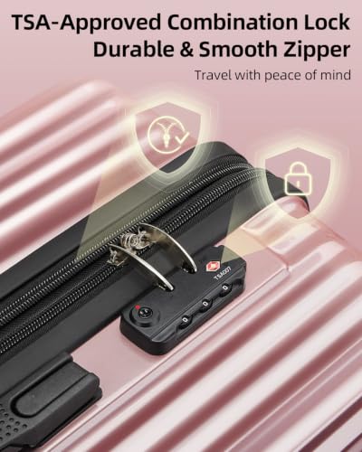 Checked Luggage, 24 Inch Expandable with Spinner Wheels, TSA Lock, Lightweight Travel Suitcase with Large Capacity - color: Blush Rose, size: 24inch