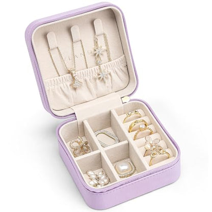 VLANDO Travel Jewelry Case, Compact Design, Necklace Hook, Anti-Tangle - color: F.Purple