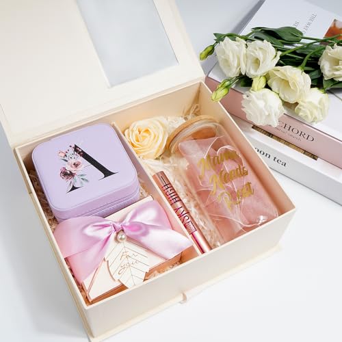 AYGXU Travel Jewelry Box for Women and Girls - Small Case With Initial A-Z - Teacher Gifts - color: purple, size: J