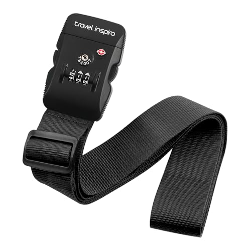 Travel Inspira Luggage Straps for Suitcases with TSA Lock - color: Black