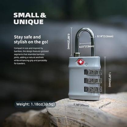 Luggage Locks TSA Approved 2 Pack, Combo Lock for Gym Locker, Small Combination Padlock, Padlock with Code for Travel Essentials, Suitcase, Zipper, Locker, Cabinet, Gun Case, Tool Box - color: Black+Gray, style: Steel Shackle