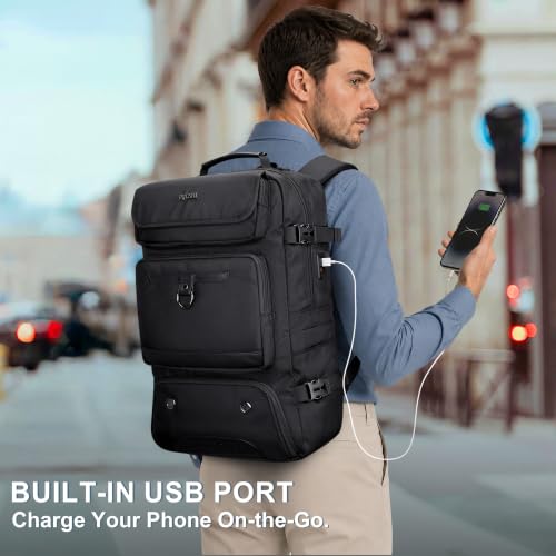 PIJUSHI Carry On Travel Backpack 35L Laptop Backpack Fits 16 inch Laptop - color: Black