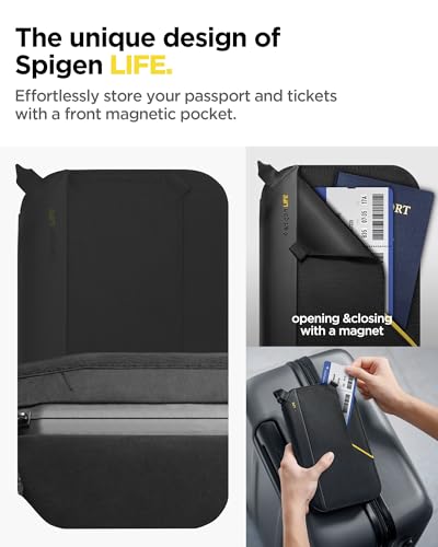 Spigen Life Passport Card Cover Holder, RFID Blocking - color: Black - Family Size