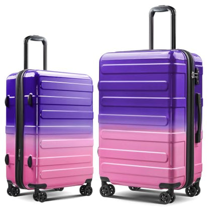 Luggage 2 Piece (20in/24in) Expandable Luggage with Spinner Wheels - color: Midnight Berry, size: 2 Set (20/24In)