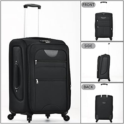 Merax Softside Luggage Set Lightweight 3 Piece Suitcase with Duffel Bag - color: Black + bags, style: Softside Luggage(22/26/30)