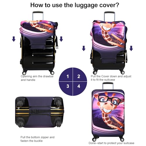 3D Print Design Travel Suitcase Protector Trolley Case Cover 19"-30" Sleeve (XL(Fits to 29"-30" Trolley Case), Giraffe(New Version)) - color: Giraffe(New Version), size: XL(Fits to 29"-30" Trolley Case)