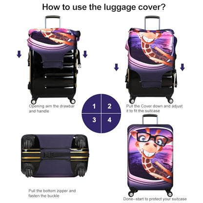 3D Print Design Travel Suitcase Protector Trolley Case Cover 19"-30" Sleeve (XL(Fits to 29"-30" Trolley Case), Giraffe(New Version)) - color: Giraffe(New Version), size: XL(Fits to 29"-30" Trolley Case)