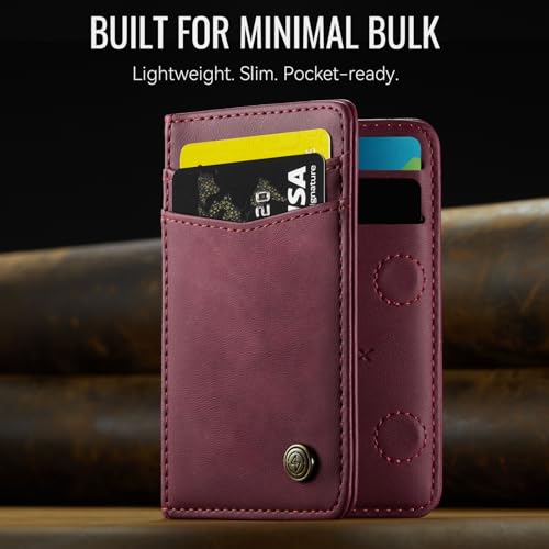 Slim Wallet for Women RFID Blocking Credit Card Holder Bifold Front Pocket Mini Wallet with 8 Card Slots and 2 Cash Pockets, Minimalist PU Leather Small Travel Purse Compact Gift, Burgundy - color: Burgundy