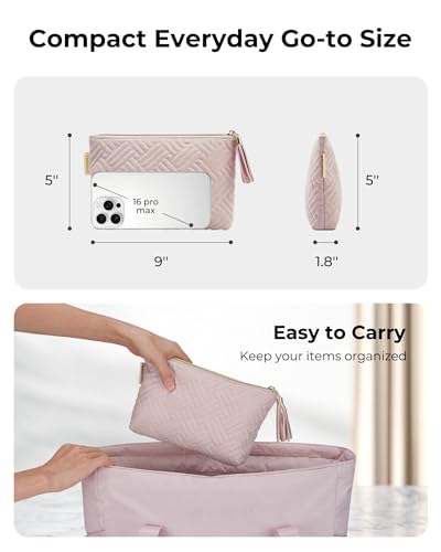 BAGSMART Small Makeup Bag for Women, Zipper Cosmetic Pouch for Purse - color: Ⅰ-Pink-1 pcs