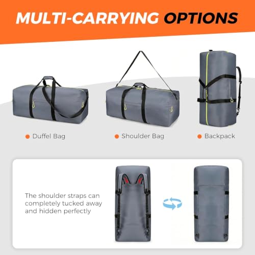 Uarition 100L Large Duffle Bag for Travel, Camping - Navy Blue - color: Navy Blue