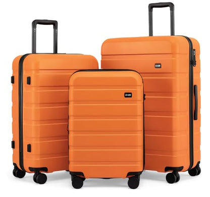 Coolife Luggage Set, Lightweight Durable Hardshell, 3 piece, Orange new - color: Orange new