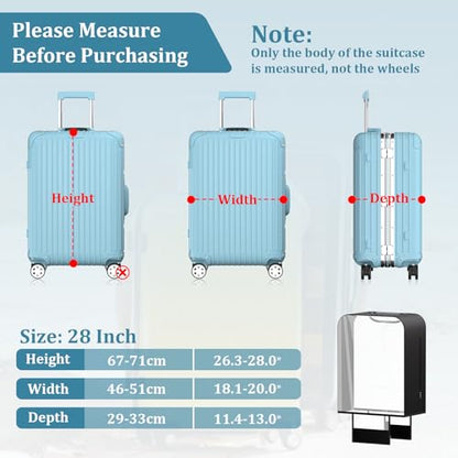 28 Inch Half Clear PVC Luggage Cover TSA Waterproof Protector - size: 28 inch