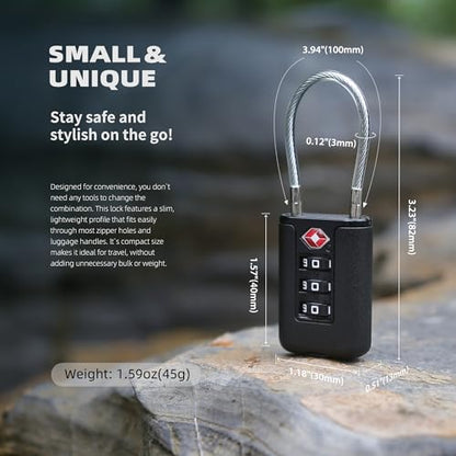 Luggage Locks TSA Approved 2 Pack, Small Padlock Combination, TSA Locks for Luggage, Cabel Combo Padlock with Code, for Suitcase, Backpack Zipper, Locker, Gun Case, Ammo Can (Black+Blue) - color: Black+Blue