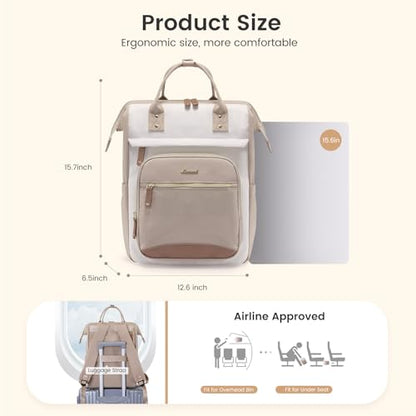 LOVEVOOK Laptop Backpack Women, 15.6 Inch Work Backpack - color: Bean-green, size: 15.6INCH