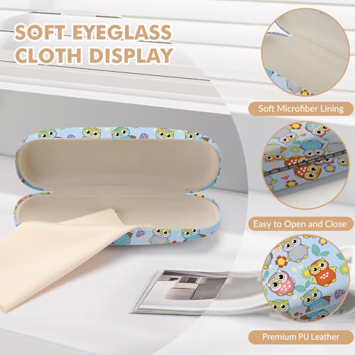 Glasses Case Hard Shell,Portable Protective Eyeglasses Case, Eyeglass Holder Box with Cleaning Cloth, for men women - color: Owl