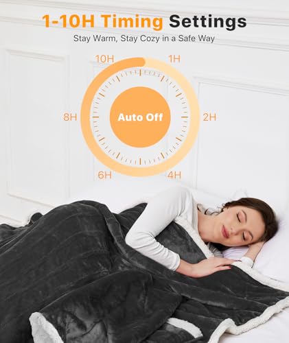 SIHOHAN 50 * 70" Pink & 50 * 70" Grey Heated Throw Blanket - Heated Wearable Blanket Throw with Foot Pockets