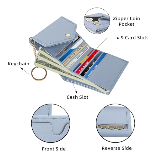 Gostwo Womens Wallet RFID Blocking Small Wallets Woman Credit Card Holder Trifold Ladies Wallets with Coins Zipper Pocket - color: Blue Classic