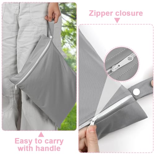 2PCS Wet Bags, Waterproof Reusable Cloth Diaper Bags, Grey + Blue - color: Grey & Blue - 2 Pieces - 30 x 40 cm