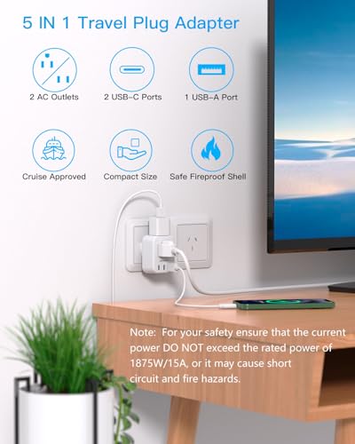 HANYCONY US to Australia New Zealand Plug Adapter, Type I Power Adapter - style: Type I - Australia China