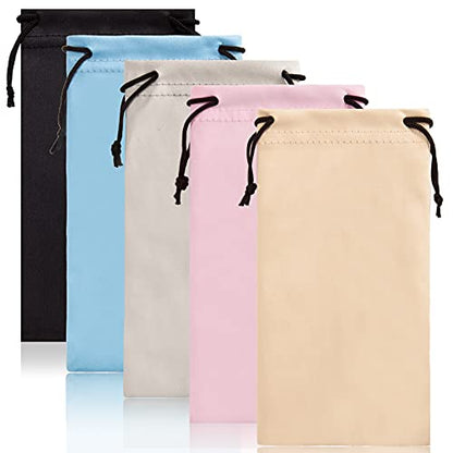 TRIUMPH VISION Glasses Case Soft Eyeglass Case Sunglass Pouch Cloth 3 Pack - color: Zh (Black,grey,pink,khaki,blue)