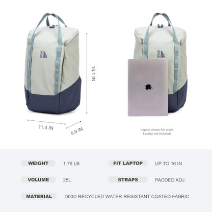 INUK Travel Laptop Backpack, 25L Recycled Waterproof Light Daypack - color: Sage Leaf