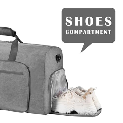Felipe Varela Foldable Duffle Bag for Travel Weekend Overnight Gym Camping - color: C Gray, size: 40L