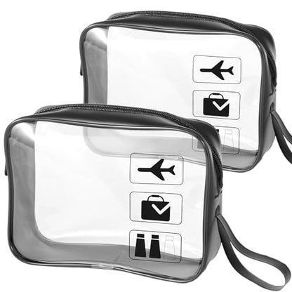 TSA Approved Toiletry Bag 2 Pack,Clear Travel Bags for Toiletries - color: Black-2pcs
