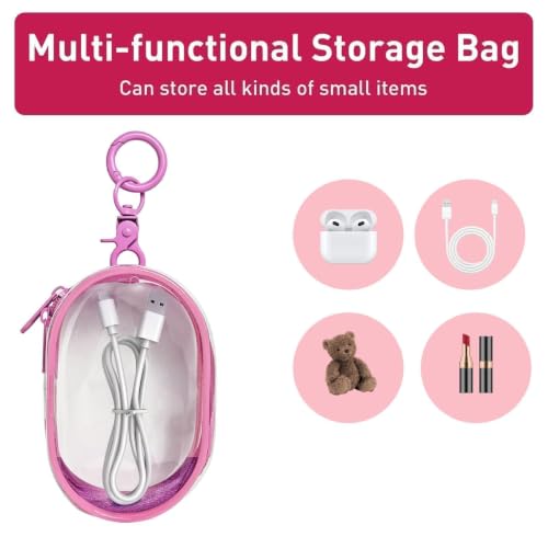Linsaner 1 Pack Transparent Tech Pouch Storage Bag, Pink - color: B1-Pink