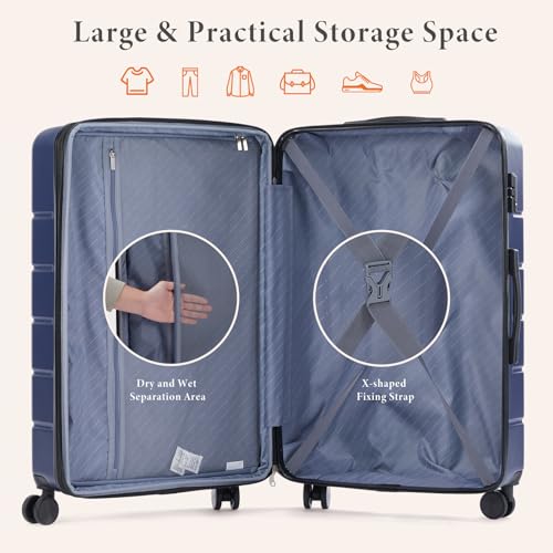 20 Inch Carry On Luggage with Spinner Wheels, Blue - color: Blue, size: 20 Inch