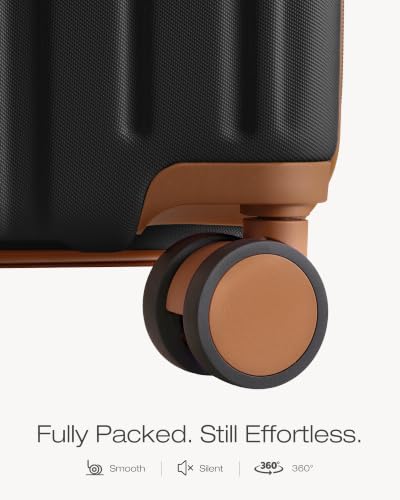 Coolife Luggage, Lightweight and Durable Hardshell, 24 in, Caramel Black - color: Caramel Black2.0, size: M(24in)