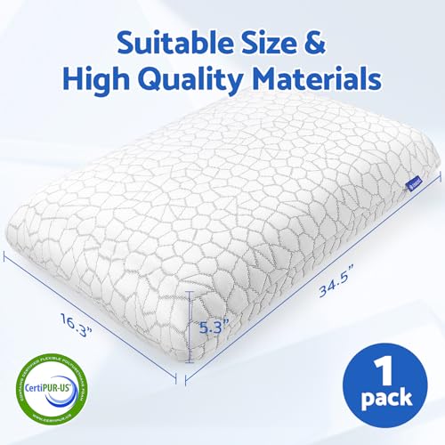 CushZone Memory Foam Pillow, Bed Pillow Neck Pillow for Sleeping - size: King Size