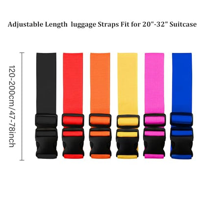 2 Pack Suitcase Straps, Bright Color Adjustable Luggage Belts, TSA Approved (Orange) - color: Orange